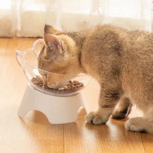 Hb44c88a805e54663aa3d5d9302f0ff8fJ.webp With Stand Base Pet Food and Water Bowls For Cats Dogs Feeders Feeding Products Transparent Cat Bowl Non-slip