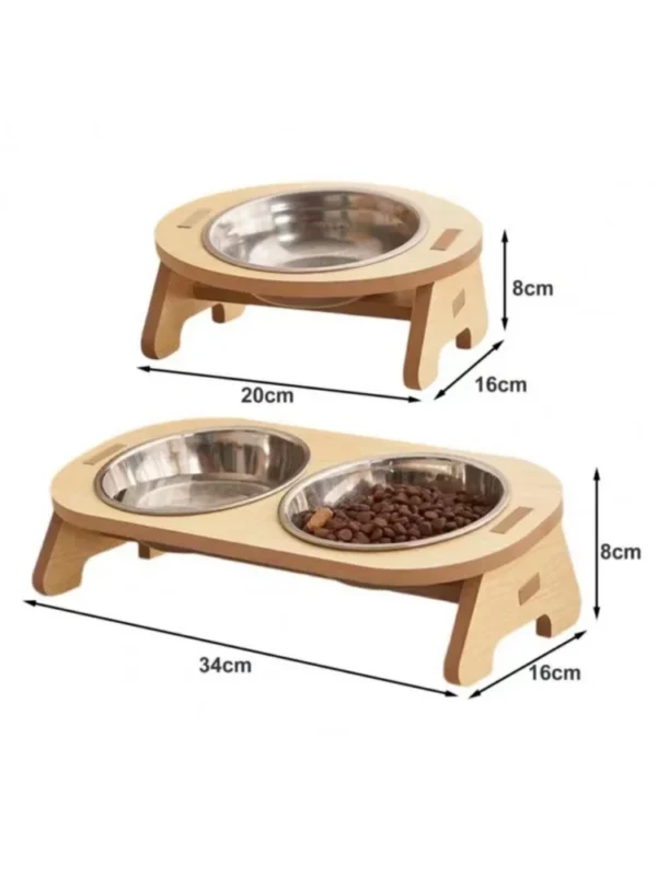 Wooden Elevated Dog Bowls with Stand Adjustable Raised Puppy Cat Food Water Bowls Holder Rabbit Feeder for Small Medium Pets