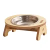Wooden Elevated Dog Bowls with Stand Adjustable Raised Puppy Cat Food Water Bowls Holder Rabbit Feeder for Small Medium Pets
